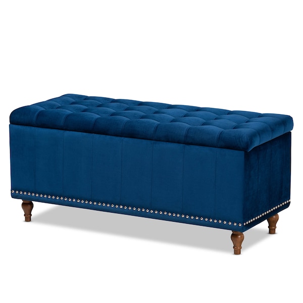 Baxton Studio Kaylee Navy Blue Velvet Upholstered Tufted Storage Ottoman Bench 160-9935 - main